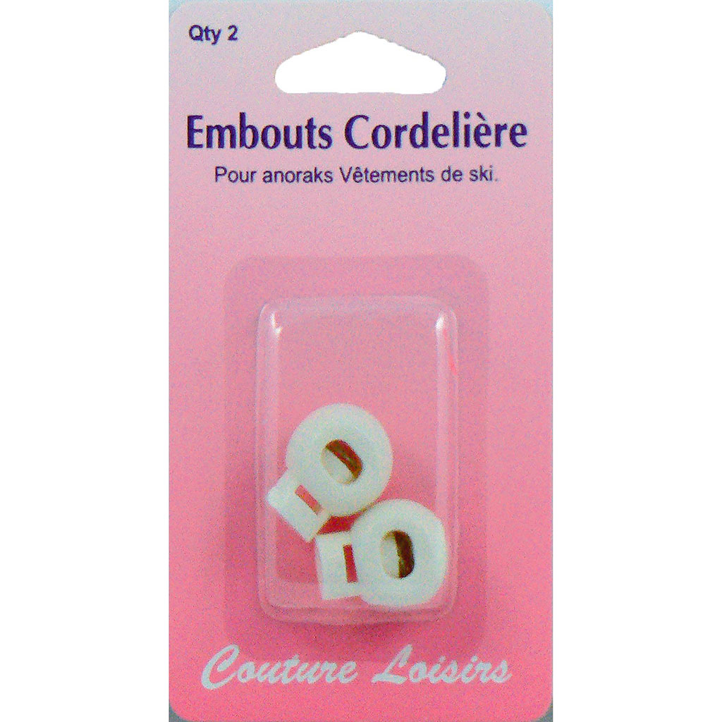 Lot de 2 embouts cordelière plastique blanc