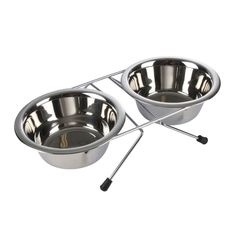 Lot de 2 gamelles 1.5L avec support inox