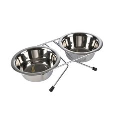 Lot de 2 gamelles 35cl avec support inox