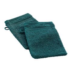 Lot de 2 gants de toilette coton émeraude 15x21cm