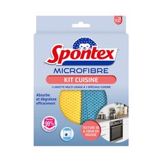 Lot de 2 lavettes cuisine microfibre 32x32cm - SPONTEX