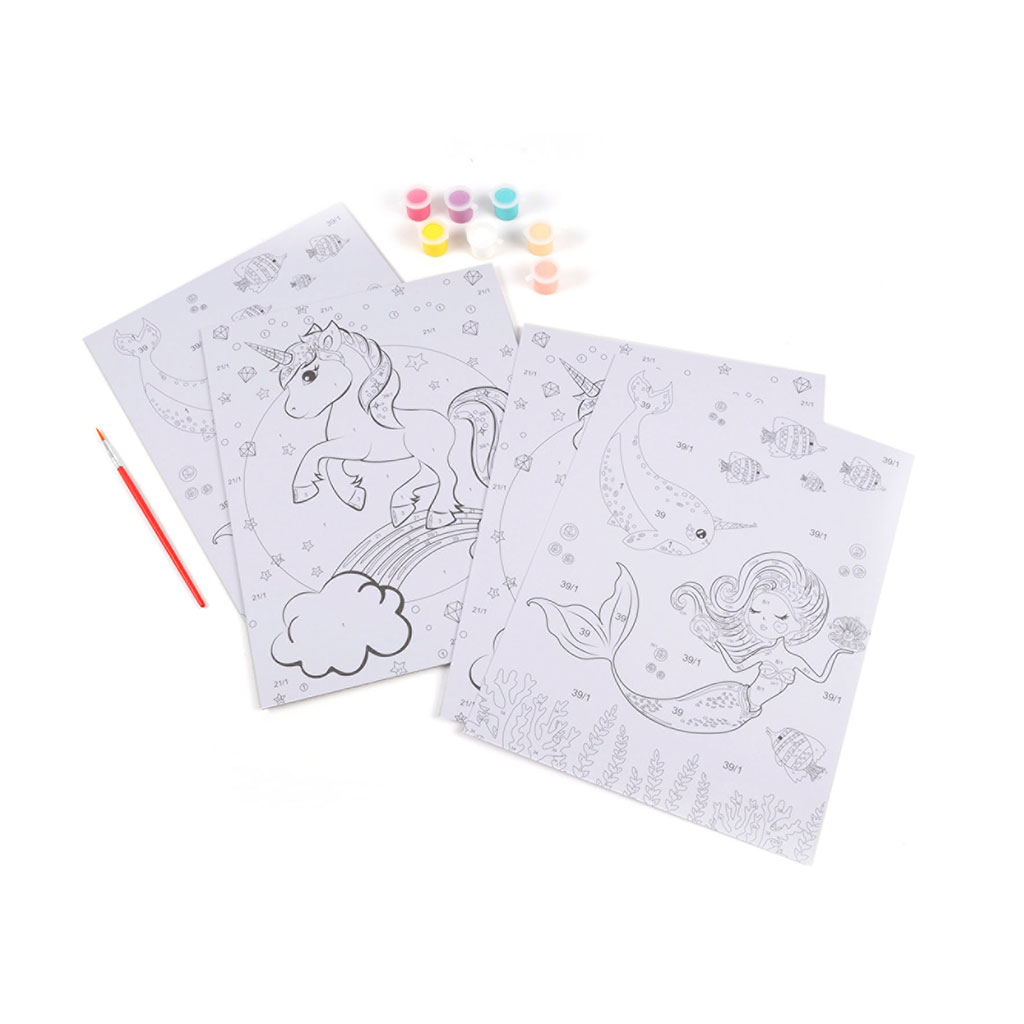 Lot de 2 peintures par numéro sirène licorne 22.5x29.5cm