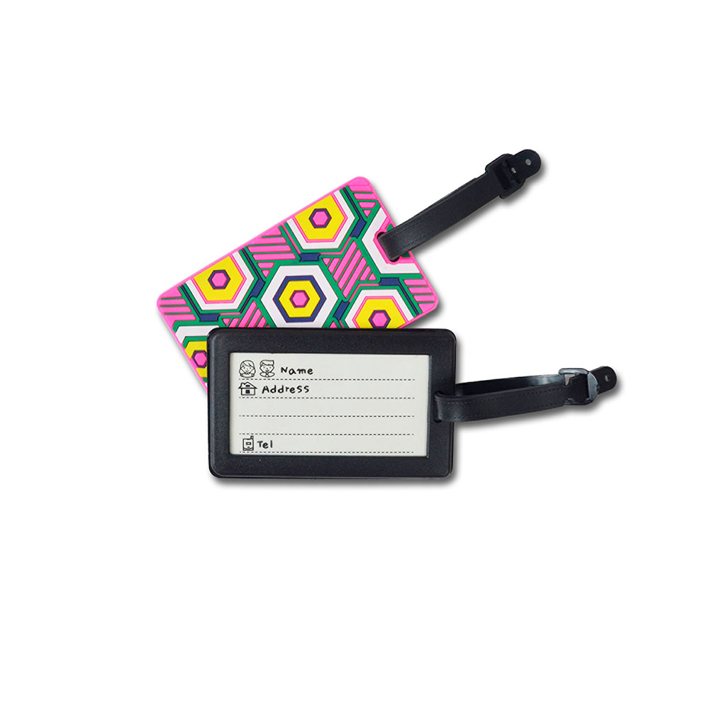 Lot de 2 portes étiquettes pour bagage motif géométrique