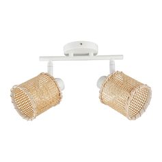 Lot de 2 spots blanc et naturel MAHINA 15x29x16cm