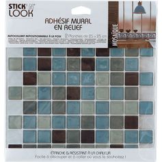 Lot de 2 stickers frise carrelage carré 25x25cm