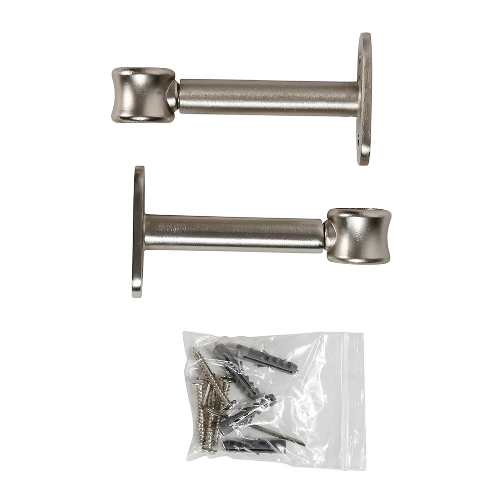 Lot de 2 supports tringle rideau simples argent mat D 20mm
