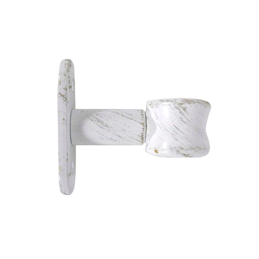 Lot de 2 supports tringle rideau simples blanc or D 20mm