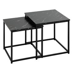 Lot de 2 tables d'appoint JONES noir 37.5x37.5x40cm