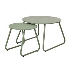 Lot de 2 tables d'appoint métal vert olive