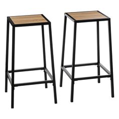 Lot de 2 tabourets de bar métal et bois H 71cm
