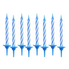 Lot de 20 bougies d'anniversaire bleu avec support