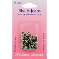Lot de 20 rivets pour jeans argentés