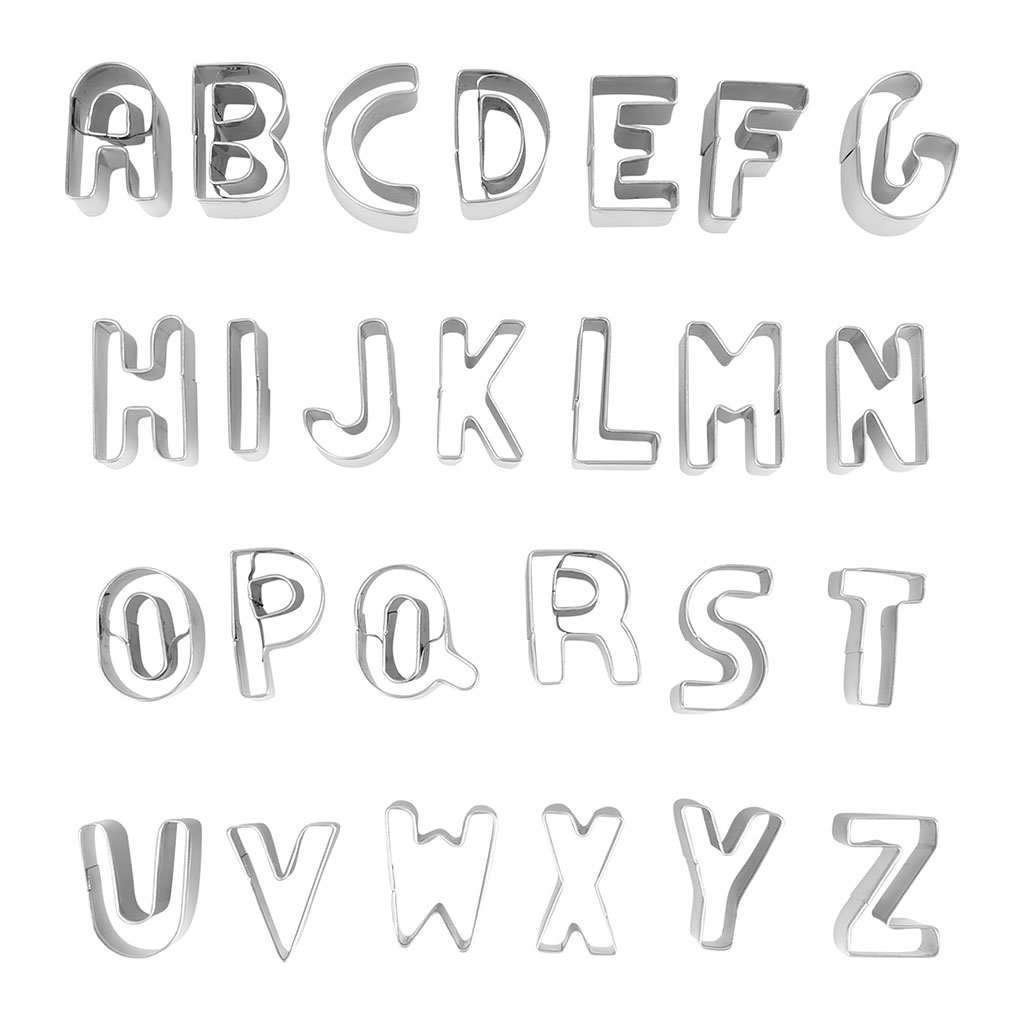 Lot de 26 emporte-pièces alphabet inox et boite - NOEMIE HONIAT