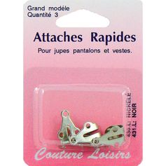 Lot de 3 agrafes argentées grand modèle pour pantalon et jupe
