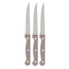 Lot de 3 couteaux à steak taupe 22cm
