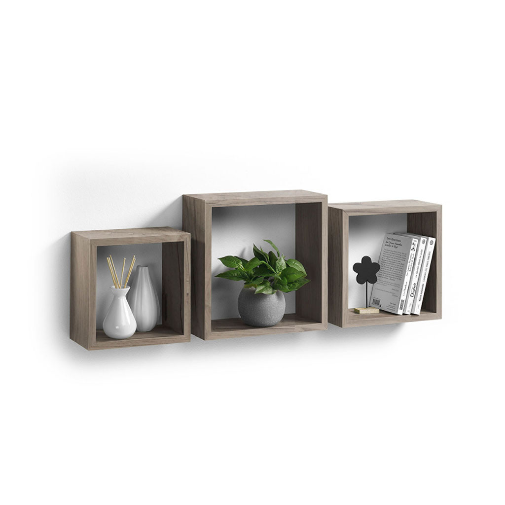Set De 3 Cubes Gigognes Homéa MDF - 23/26.5/30cm, Gris Anthracite, Rangement Déco