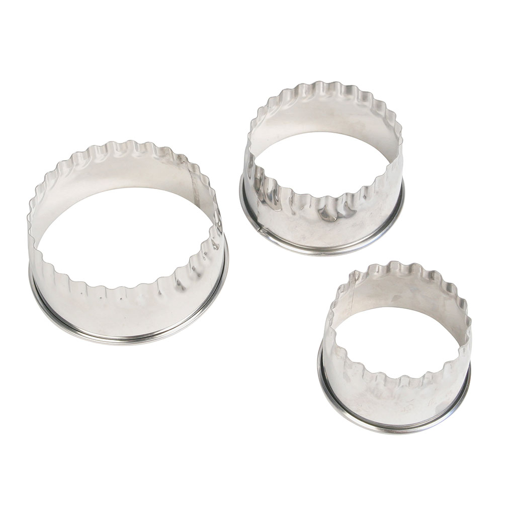 Lot de 3 emporte-pièces inox à tartelette