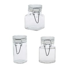 Lot de 3 mini bocaux verre avec clips