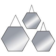 Lot de 3 miroirs hexagonal 30x30cm