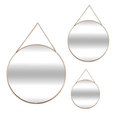Lot de 3 miroirs ronds métal doré