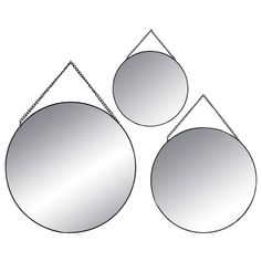 Lot de 3 miroirs ronds métal à suspendre
