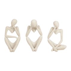 Lot de 3 statues contemporaines résine blanches H 22.5cm