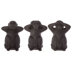 Lot de 3 statuettes singe sagesse H 23cm