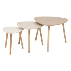 Lot de 3 tables gigognes MILEO naturel 60x45x60cm