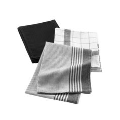 Lot de 3 torchons de cuisine en coton tissé noir VIBRATO 50x70cm
