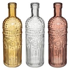 Lot de 3 vases bouteilles FOLK verre coloré H 24.6cm