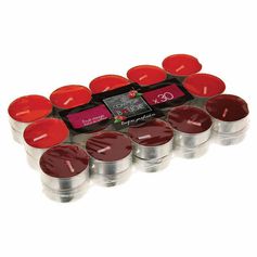 Lot de 30 bougies chauffe-plat parfumées fruits rouges