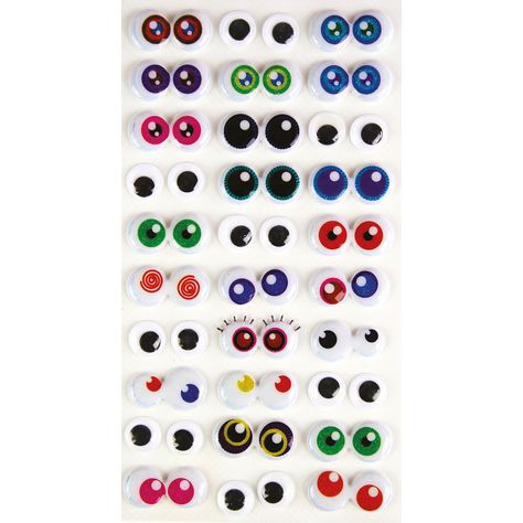Lot de 14 grands yeux mobiles autocollants en plastique pour loisirs  créatifs et décorations Noir 50 mm : : Maison