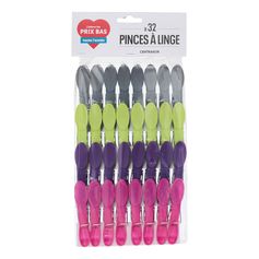 Lot de 32 pinces à linge plastique