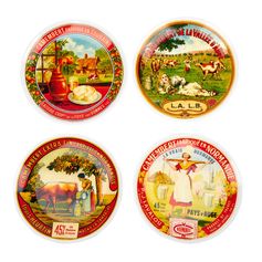 Lot de 4 assiettes à fromage avec motifs porcelaine D 20.5cm