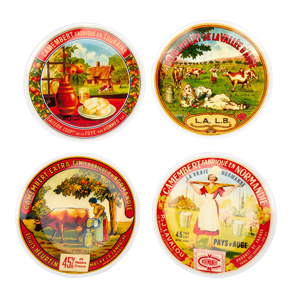 Lot de 4 assiettes à fromage avec motifs porcelaine D 20.5cm