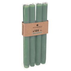 Lot de 4 bougies bâton vert eucalyptus H 24.5cm