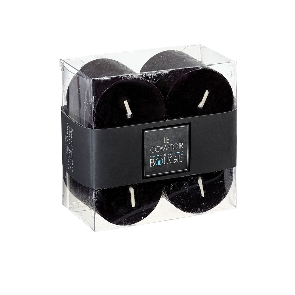 Lot De 24 Bougies Votives Noires Non Parfumées - Durée De Combustion 15 Heures, Diamètre 3,8 Cm, Hauteur 5,1 Cm