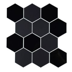 Lot de 4 crédences adhésives HEXA noir 25x23cm