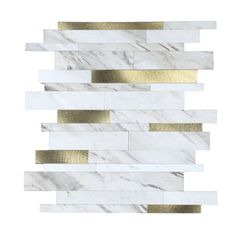 Lot de 4 crédences adhésives LAMELLES aspect marbre et or 25x25cm