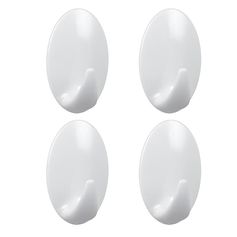 Lot de 4 crochets adhésifs ovales blancs 3x4cm