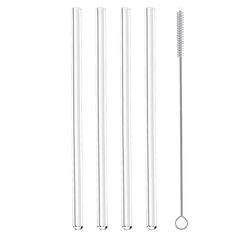 Lot de 4 pailles verre et goupillon