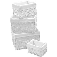 Lot de 4 panières de rangement blanc