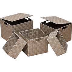 Lot de 4 paniers tressé taupe