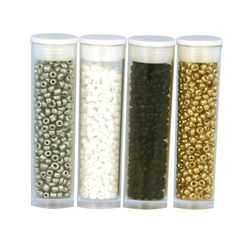 Lot de 4 tubes perles rocailles blanc gris or et noir 8g