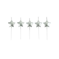 Lot de 5 bougies étoiles argentées
