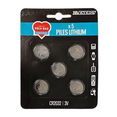 Lot de 5 piles lithium CR2032