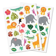Lot de 56 gommettes animaux de la jungle