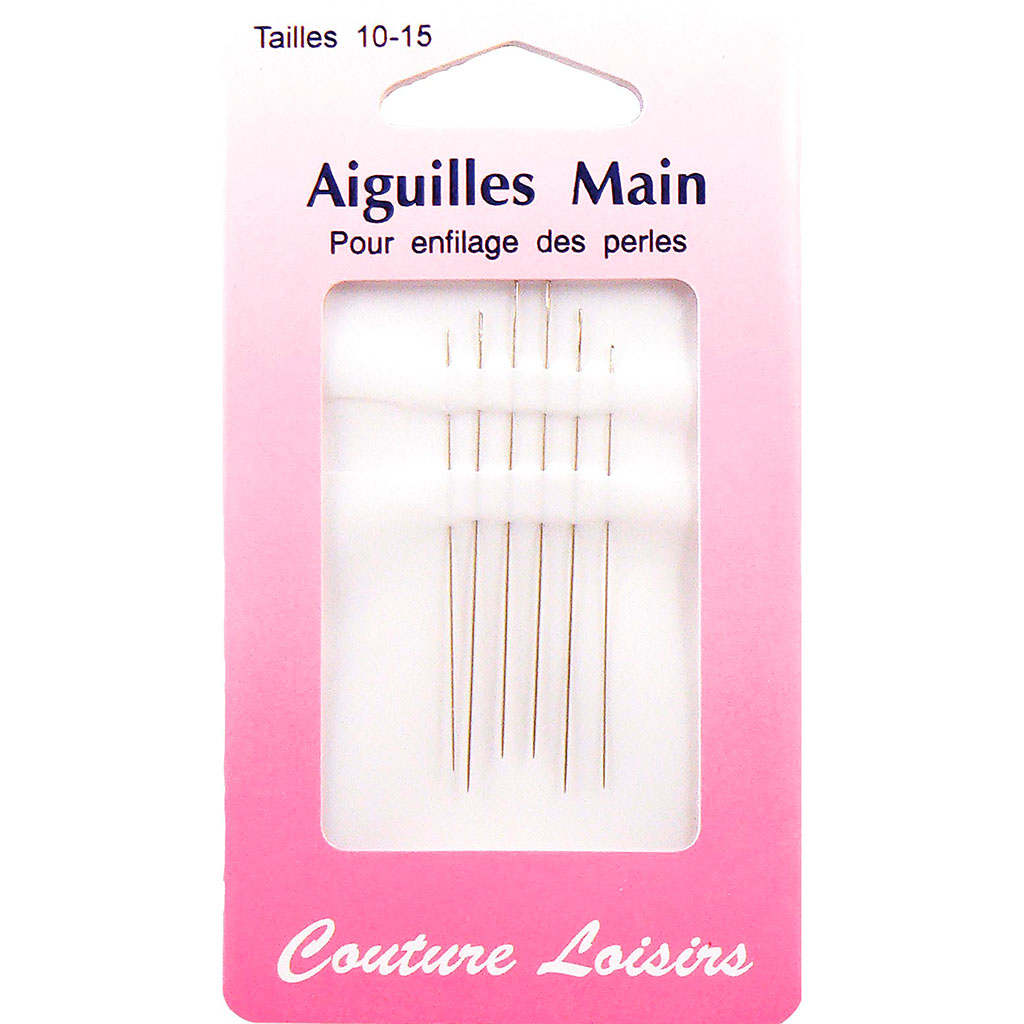 Lot de 6 aiguilles enfilage perles tailles 10-15