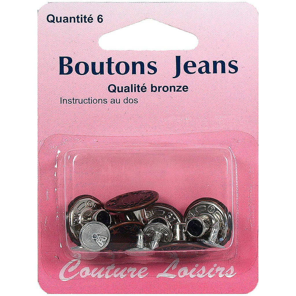 Lot de 6 boutons pour jeans bronze - Centrakor