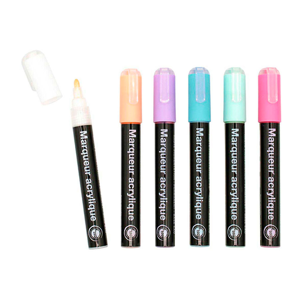 Lot de 6 marqueurs acrylique pastel